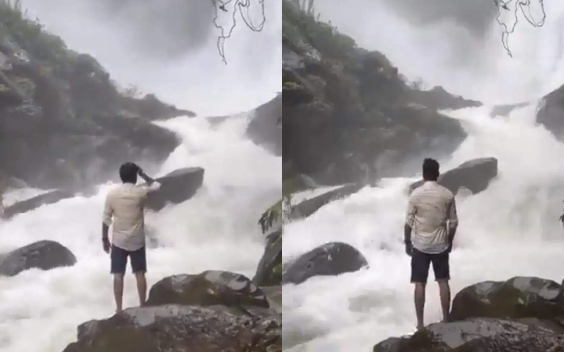 joven cae en cascada